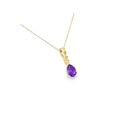 14K Yellow Gold Amethyst/Diamond Teardrop Pendant 52001269 | Shin Brothers* 14K Yellow Gold Amethyst/Diamond Teardrop Pendant 52001269 | Shin Brothers*