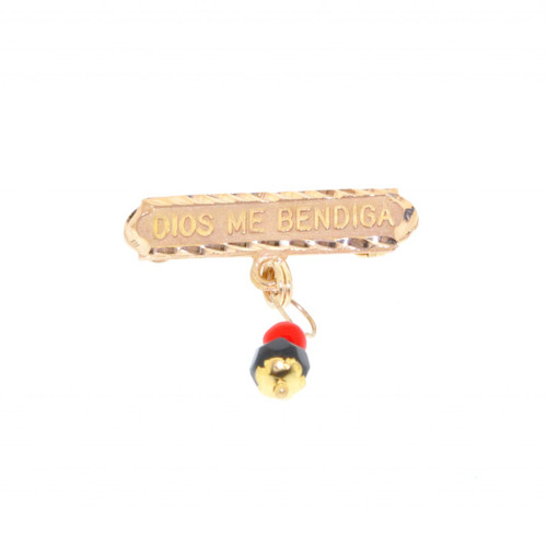 14K Yellow Gold Onyx "God Bless You" Pin Charm 53000052 | Shin Brothers Inc