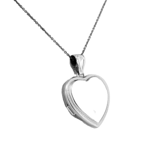 14K White Gold Heart shape Diamond Cut Locket Pendant 50001372 | Shin Brothers* 14K White Gold Heart shape Diamond Cut Locket Pendant 50001372 | Shin Brothers*