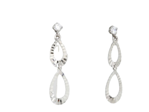 14K White Gold CZ Teardrop Earrings 42001805 | Shin Brothers** 14K White Gold CZ Teardrop Earrings 42001805 | Shin Brothers**