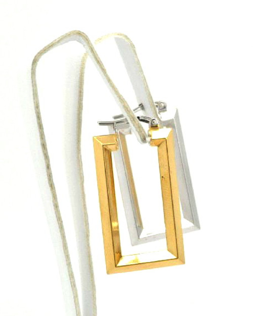 14K Two Tone Gold Rectangle Hoop Earrings 40001478 | Shin Brothers* 