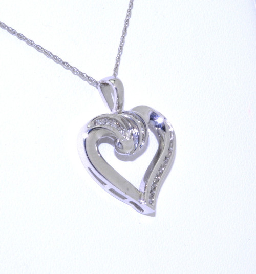 10K White Gold Diamond Heart Charm 59000147  | Shin Brothers * *