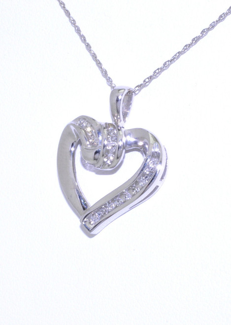 10K White Gold Diamond Heart Charm 59000147  | Shin Brothers * *