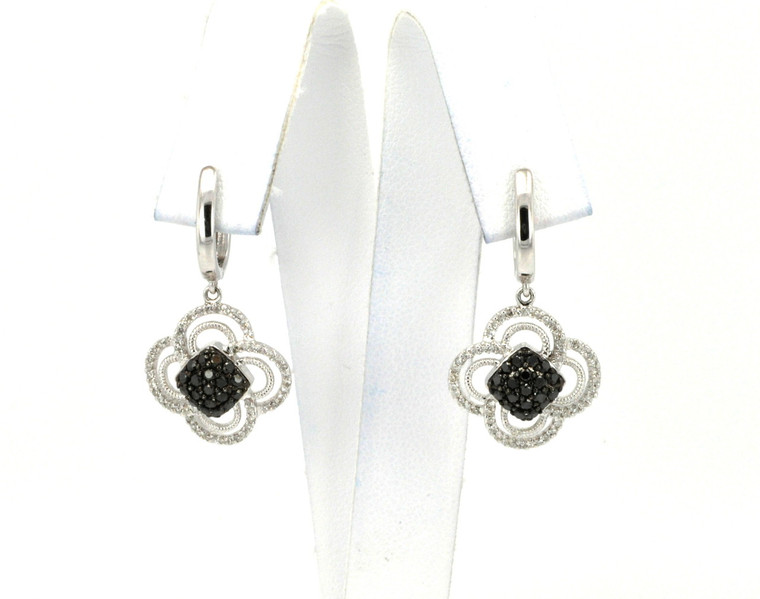 14K White Gold 0.8ct Black & White Diamond Flower Earrings 41000925 | Shin Brothers*