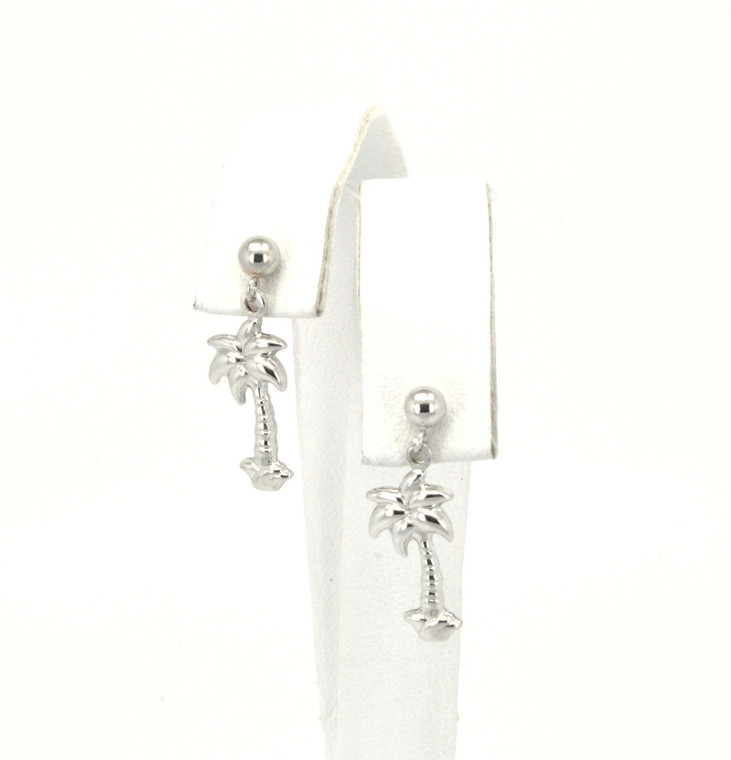 14K White Gold Palm Tree Earrings | Shin Brothers* 