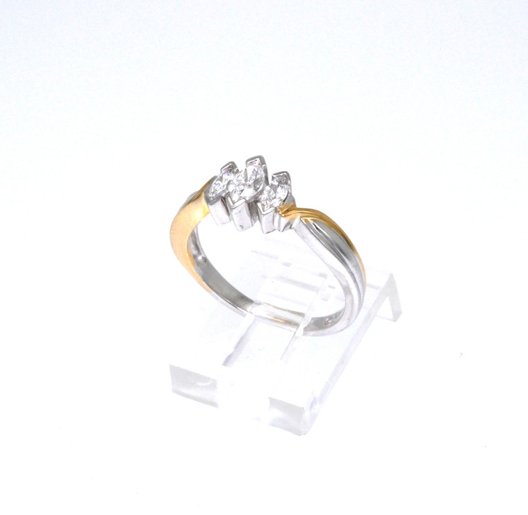 14K Two Tone Gold 3 stone Marquise Diamond Ring  11003706  | Shin Brothers* 