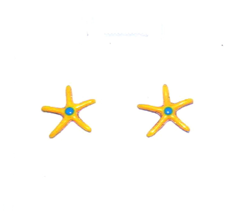 14K Yellow Gold Enamel Star Fish Earrings | Shin Brothers 40001843 *