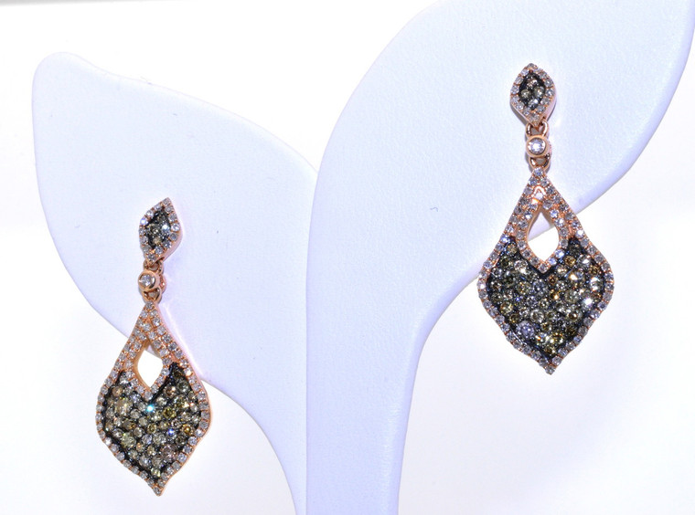 14K Pink Gold Champagne Diamond Earrings 41060602 | Shin Brothers*