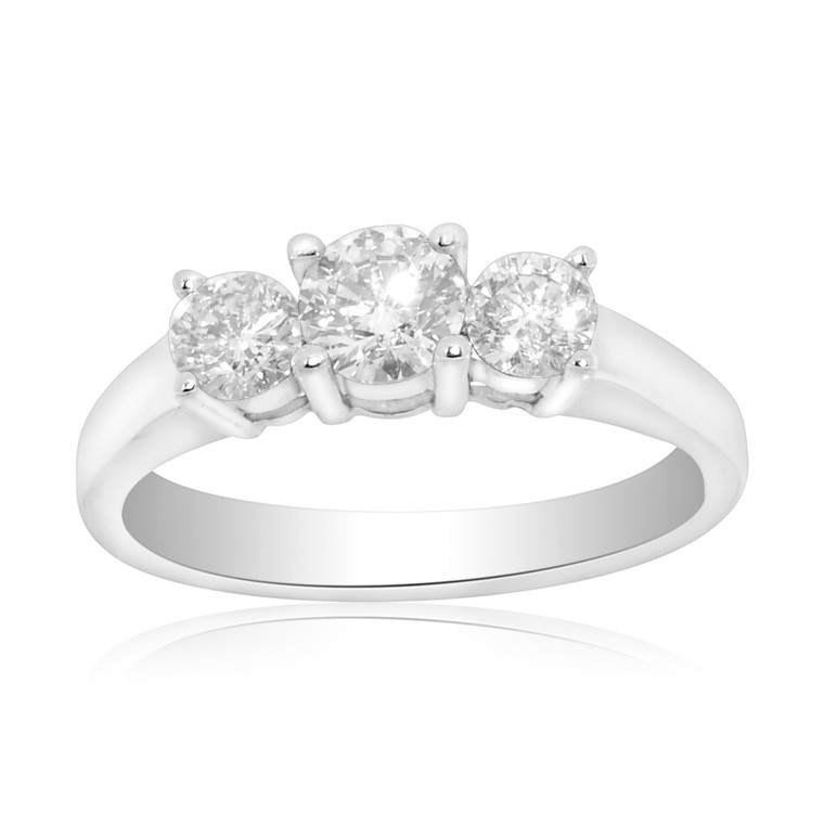 14K White Gold 1 ctw Three Stone Diamond Engagement Ring 11001651 | Shin Brothers*