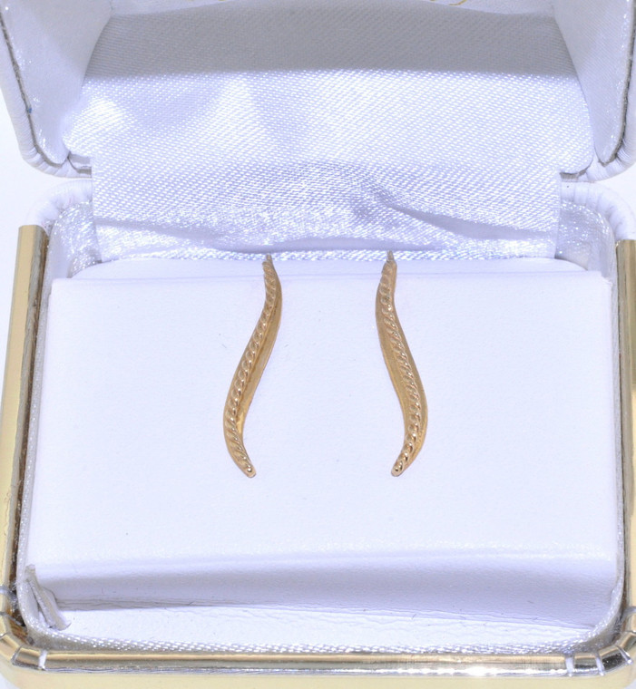 14K Yellow Gold Leaf Earrings 40001461 | Shin Brothers* 