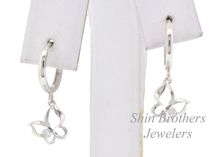 14K White Gold Diamond Butterfly Earrings 42002190 | Shin Brothers*