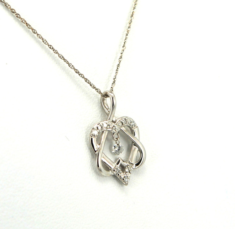 14K White Gold Diamond Double Heart Charm 51001173