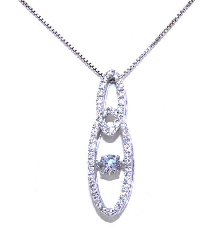 Sterling Silver Rhythm of Love CZ Oval Link Necklace 83210030