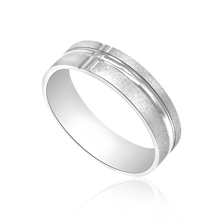 14K White Gold Cross-Etched Band 10000779 | Shin Brothers*