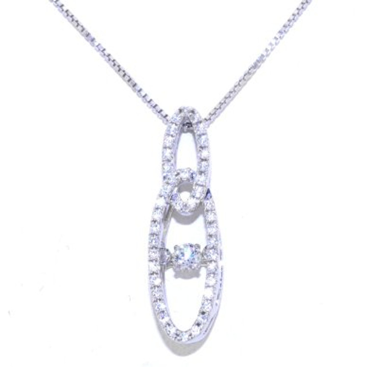 Sterling Silver Rhythm of Love CZ Fancy Drop Necklace 83210034