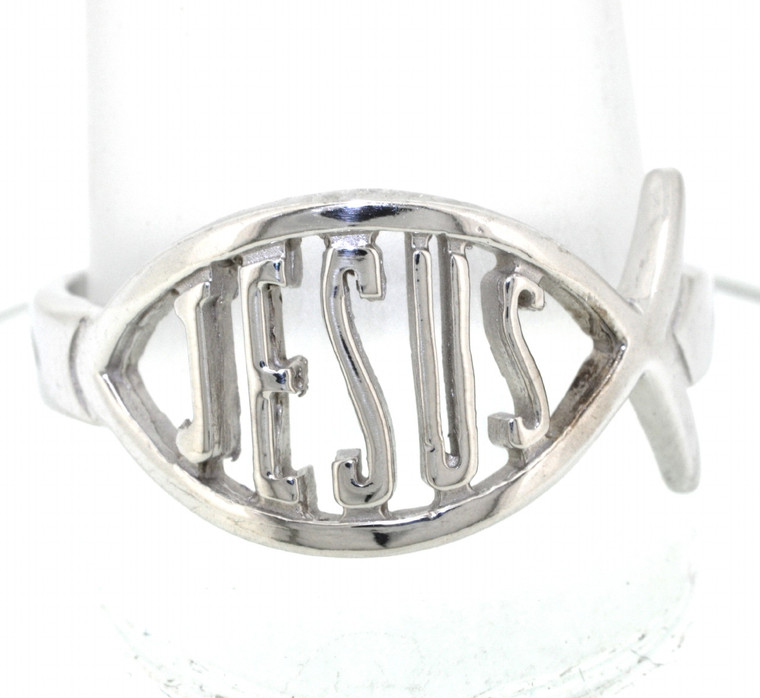 Sterling Silver Jesus Fish Ring 81010192