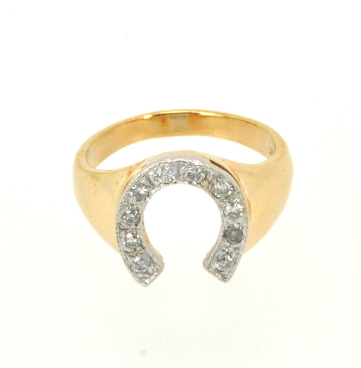 14K Yellow Gold  Diamond Horseshoe Ring 11001114   | Shin Brothers* 