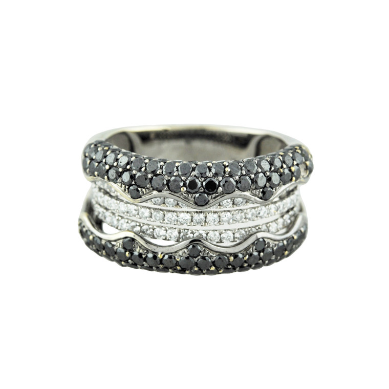 18K White Gold Diamond Ring with Black Rhodium 11002526 | Shin Brothers*