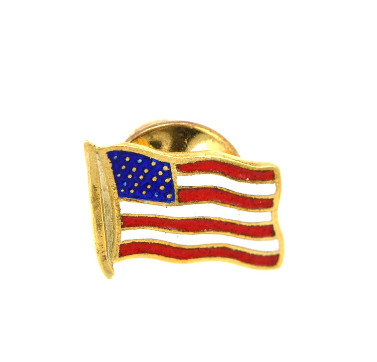 14K Yellow Gold US Flag Tie Pin 89910047 | Shin Brothers*