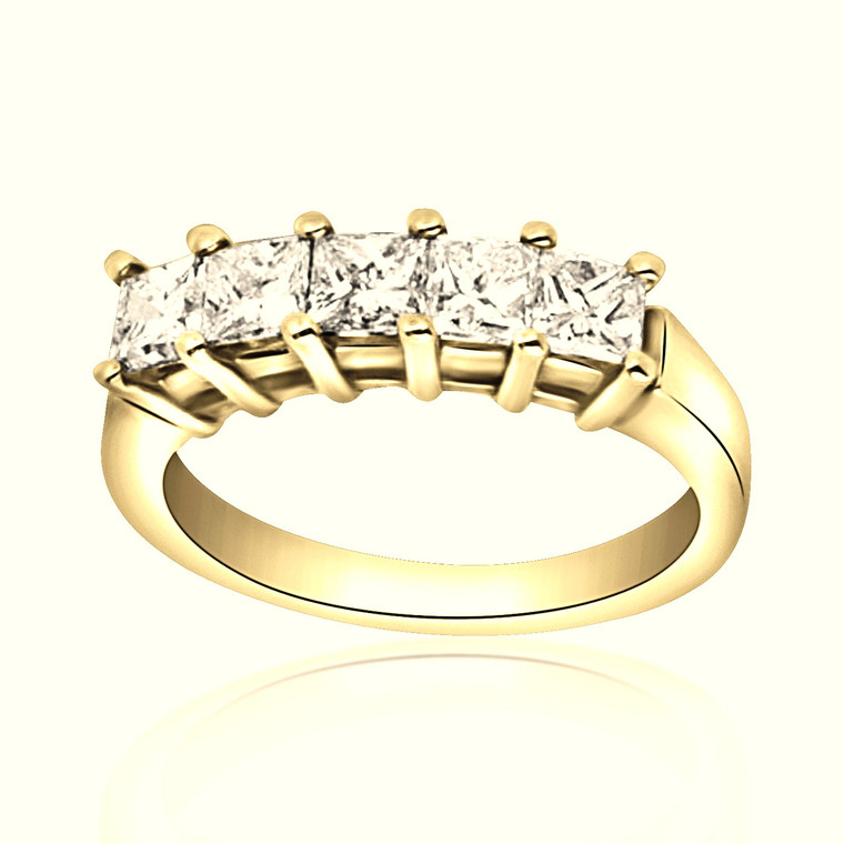 14K Yellow Gold Five Princess Cut Diamond Band 11000379 | Shin Brothers*