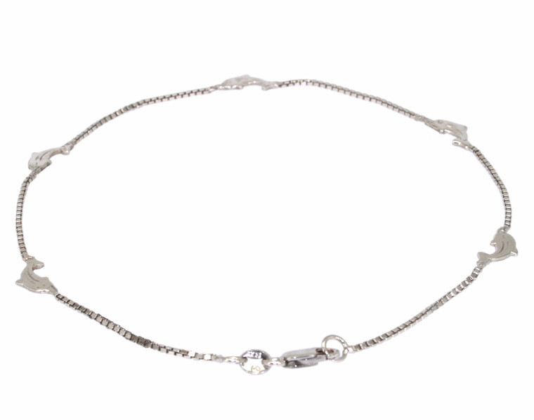 14K White Gold 9.5" Dolphin Anklet 20000030 | Shin Brothers*