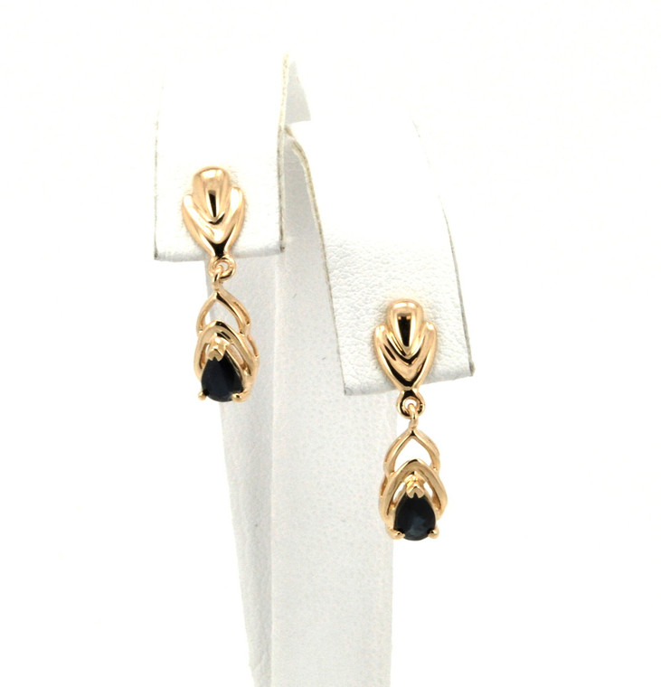 14K Yellow Gold Sapphire Hanging Earrings | Shin Brothers*  42002057