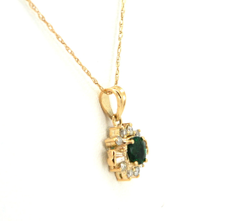 14K Yellow Gold 0.74ctw Emerald and 0.24ctw Diamond Charm 52001490