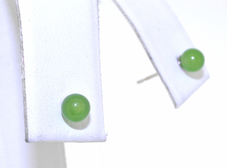 14K White Gold Jade Stud Earrings 42002222 | Shin Brothers*