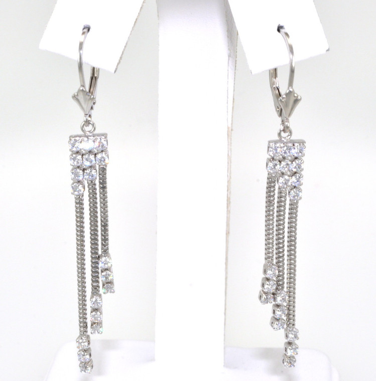 Silver Dangling CZ Earrings 84010259