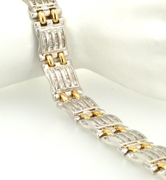 14K Two Tone Gold Men's 5 ctw Diamond Bracelet 21000441 | Shin Brothers*