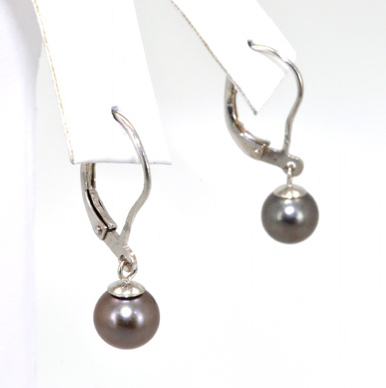 14K White Gold Black Pearl Earrings 42000860