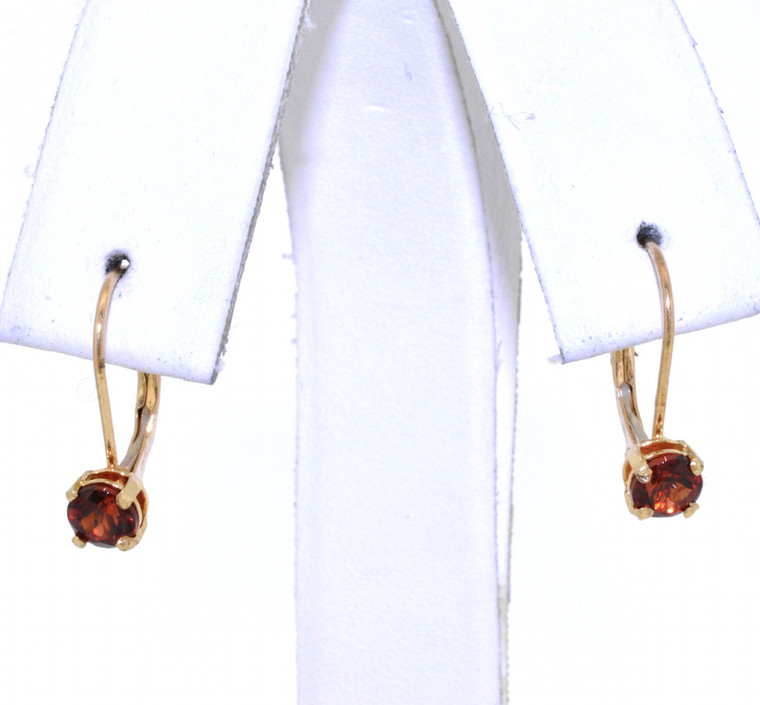 14K Yellow Gold Garnet Lever Back Earrings  | Shin Brothers* 42002247