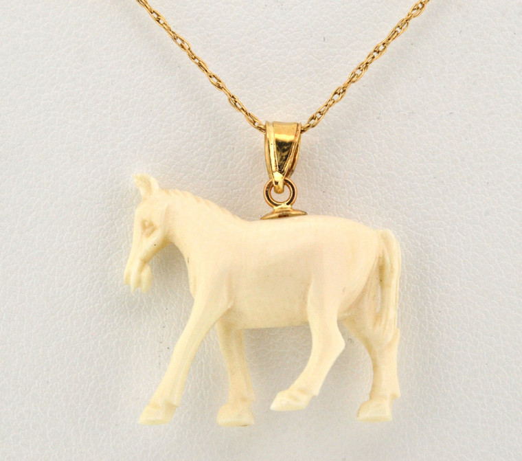 14K Yellow Gold Bone Horse Charm 52001548 | Shin Brothers* 