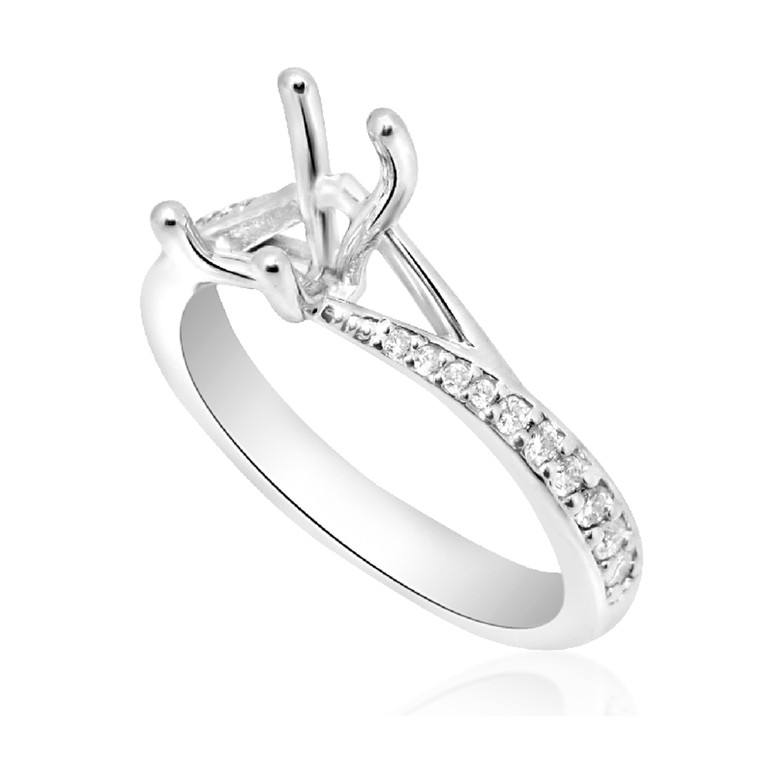 14K White Gold Split Shank Diamond Ring Setting 11003781 | Shin Brothers* 