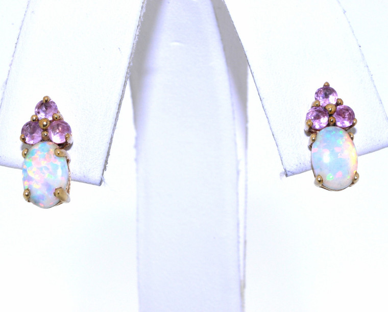 10K Yellow Gold 2.30ctw Opal and Tourmaline Stud Earrings 49210018