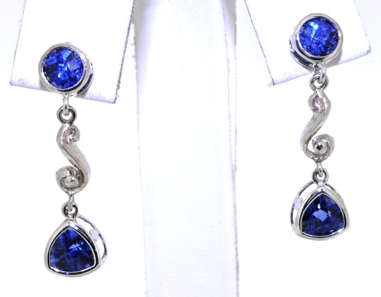 14K White Gold 1 ctw Tanzanite Hanging Earrings with Diamonds 42002173 | Shin Brothers*