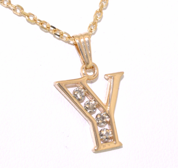 14K Yellow Gold Y Initial Charm with Diamonds 51001619