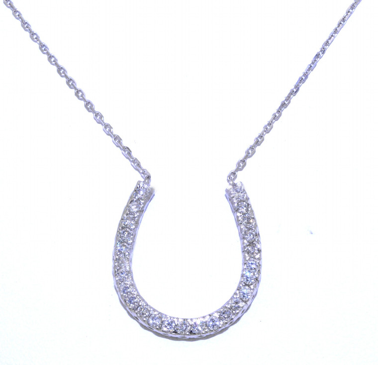 Sterling Silver Diamond Horseshoe Pendant Necklace 83010466