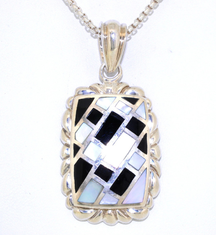 Sterling Silver Onyx/Mother-of-Pearl Necklace 83010187