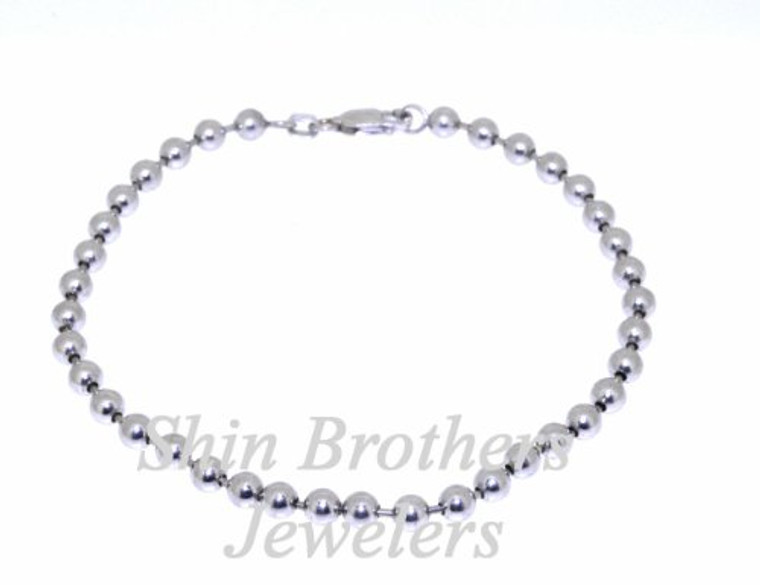 14K White Gold Ladies' Bead Anklet 20000938 | Shin Brothers*