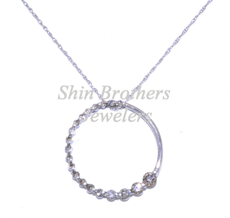 14K White Gold Circular Diamond 16" Necklace 31000240