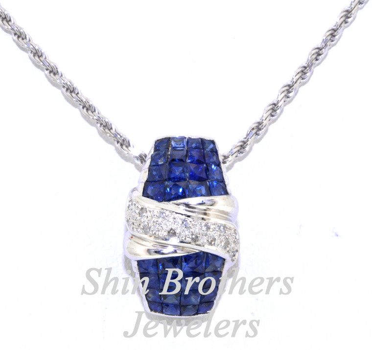 14K White Gold 0.70ct Sapphire 0.14ct Diamond Charm 52001588 | Shin Brothers*