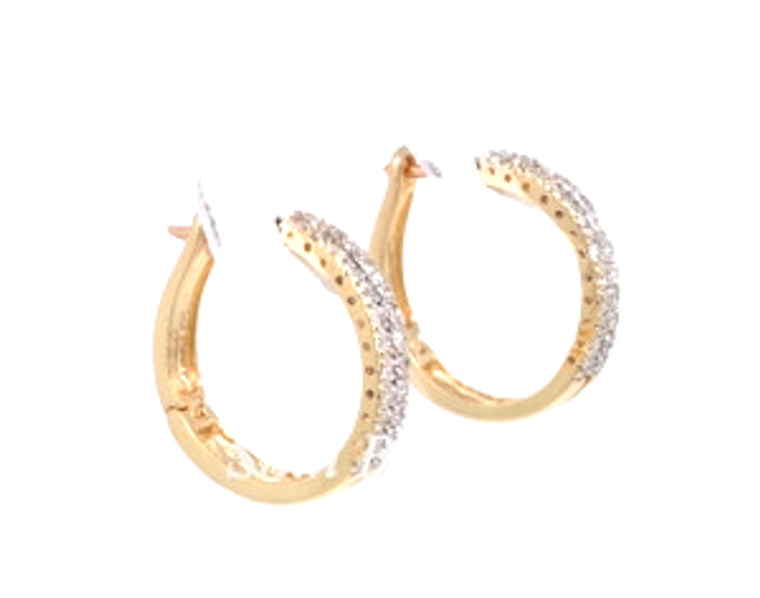 14K Yellow Gold Diamond Hoop Earrings 41060597 | Shin Brothers*