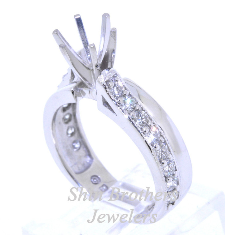 14K White Gold 0.99 CTW Diamond Engagement Ring Setting