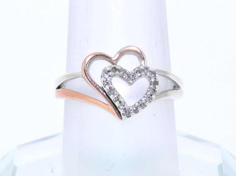 Sterling Silver 10K Gold Plated Diamond Heart Ring 81010253