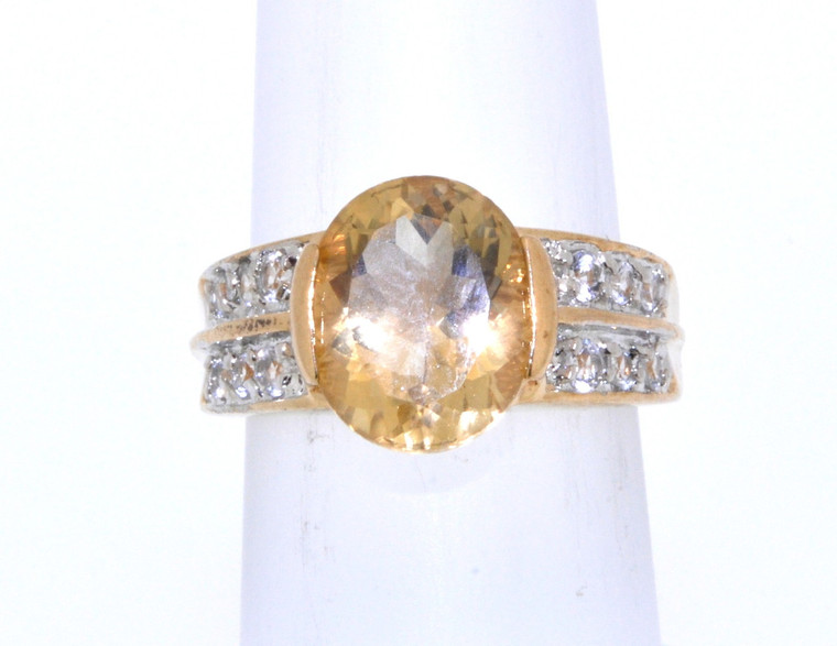 Sterling Silver Yellow Gold Plated CZ Ring 81010250