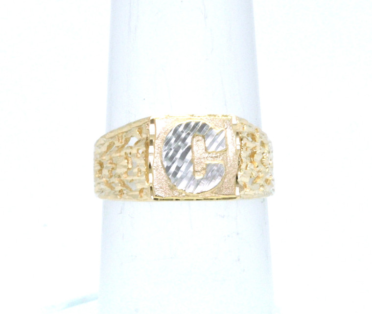 14K Two Tone Gold "C" Initial Ring 10016082 | Shin Brothers*