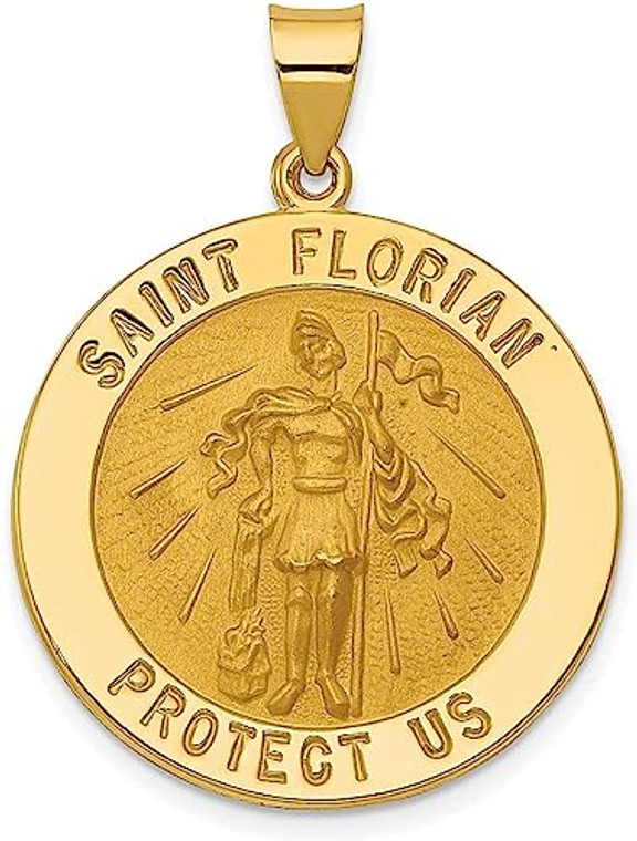 14K Yellow Gold "Saint Florian Protect Us" Pendant 50001122