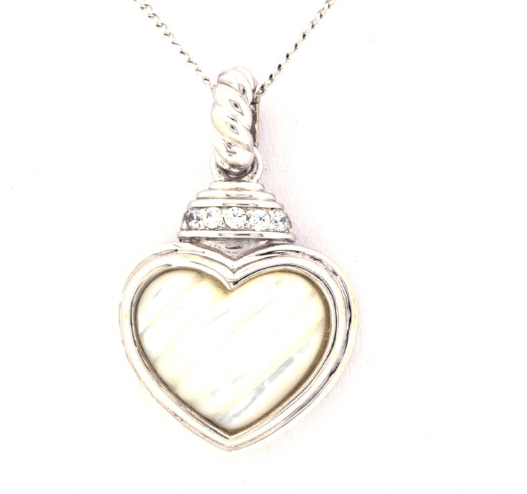 Sterling Silver Mother Of Pearl/CZ Heart Charm 85210450