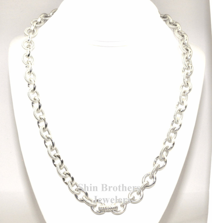 Sterling Silver Fancy 20" Rolo Link Necklace 83010497